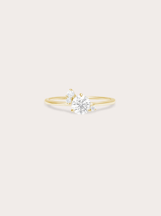 Moissanite Cluster Ring White 18K Gold (1) – Mondays Made Flower & Birthstone Jewelry Singapore