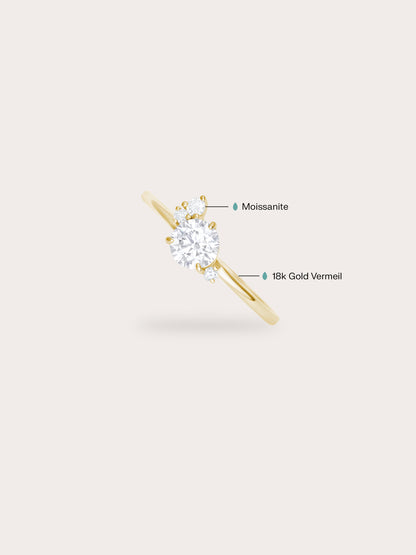 Moissanite Cluster Ring White 18K Gold (2) – Mondays Made Flower & Birthstone Jewelry Singapore