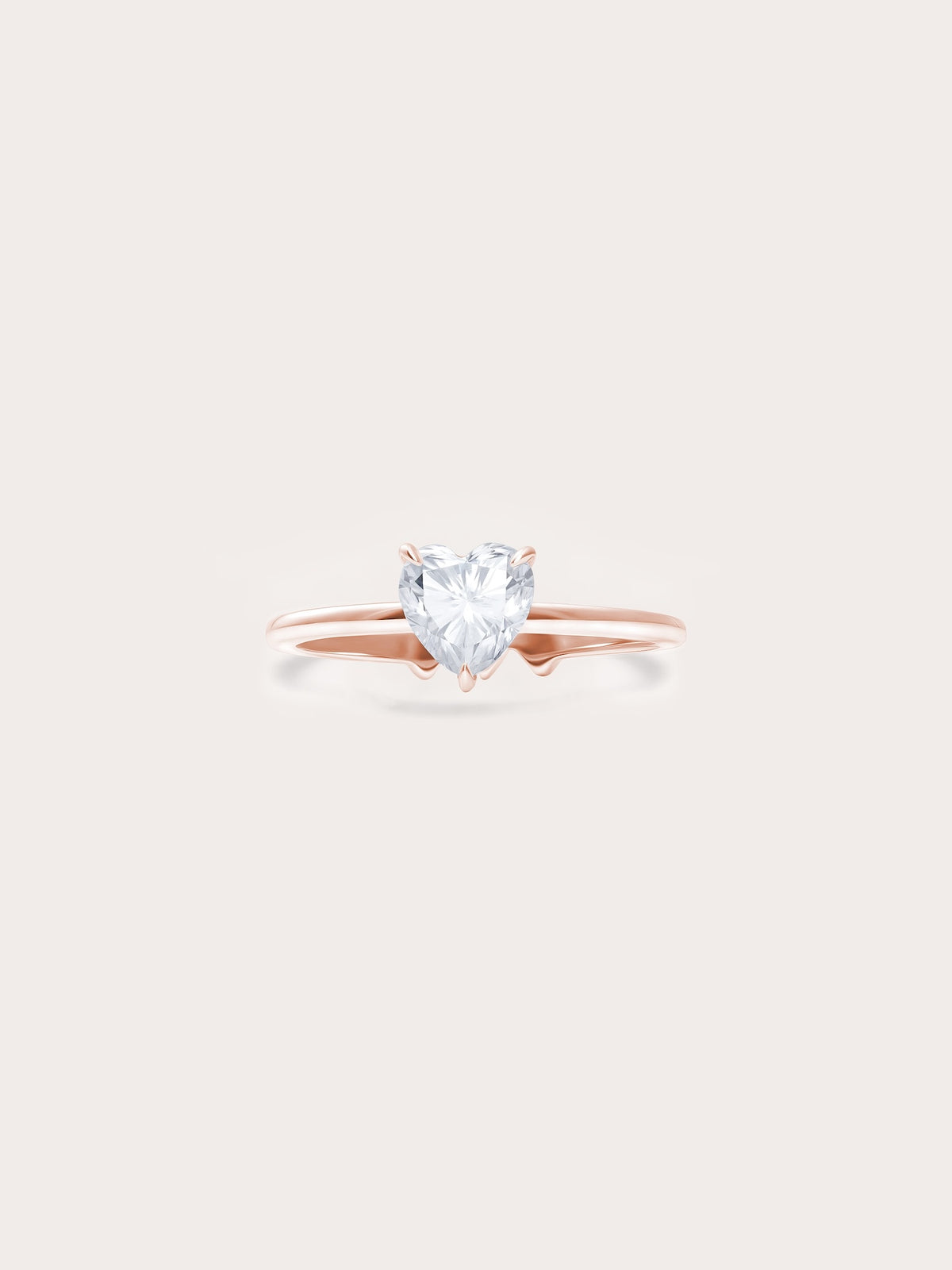 Moissanite Solitaire Heart Ring 18K Rose Gold (1) – Mondays Made Flower & Birthstone Jewelry Singapore