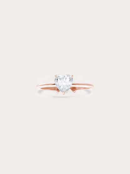 Moissanite Solitaire Heart Ring 18K Rose Gold (1) – Mondays Made Flower & Birthstone Jewelry Singapore