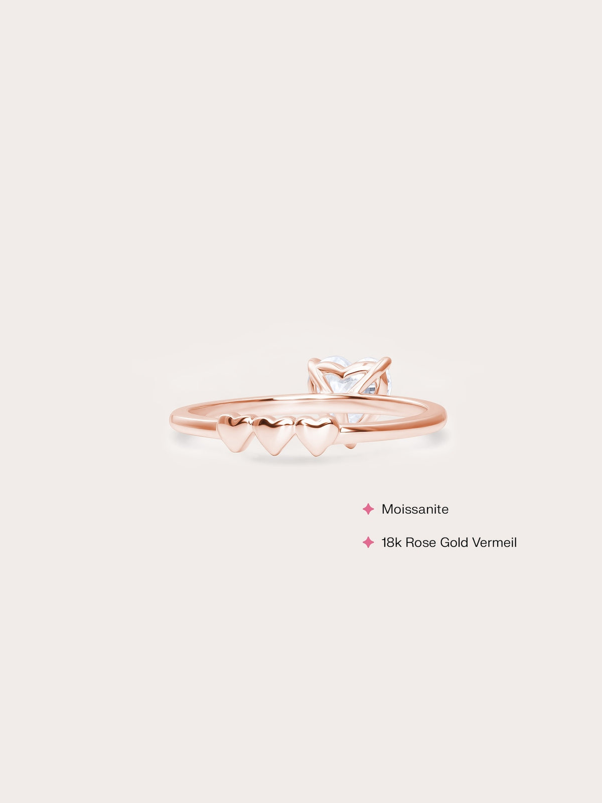 Moissanite Solitaire Heart Ring 18K Rose Gold (2) – Mondays Made Flower & Birthstone Jewelry Singapore