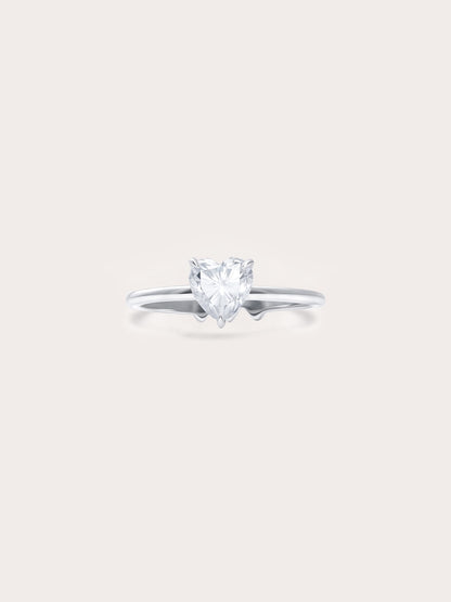 Moissanite Solitaire Heart Ring S925 Silver Rhodium (1) – Mondays Made Flower & Birthstone Jewelry Singapore