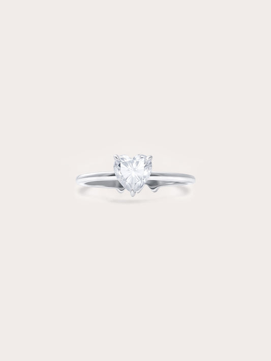 Moissanite Solitaire Heart Ring S925 Silver Rhodium (1) – Mondays Made Flower & Birthstone Jewelry Singapore