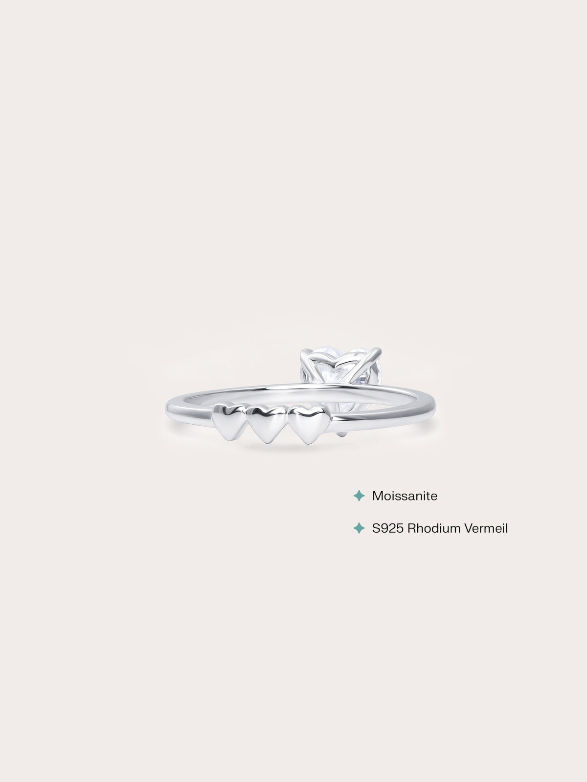 Moissanite Solitaire Heart Ring S925 Silver Rhodium (2) – Mondays Made Flower & Birthstone Jewelry Singapore