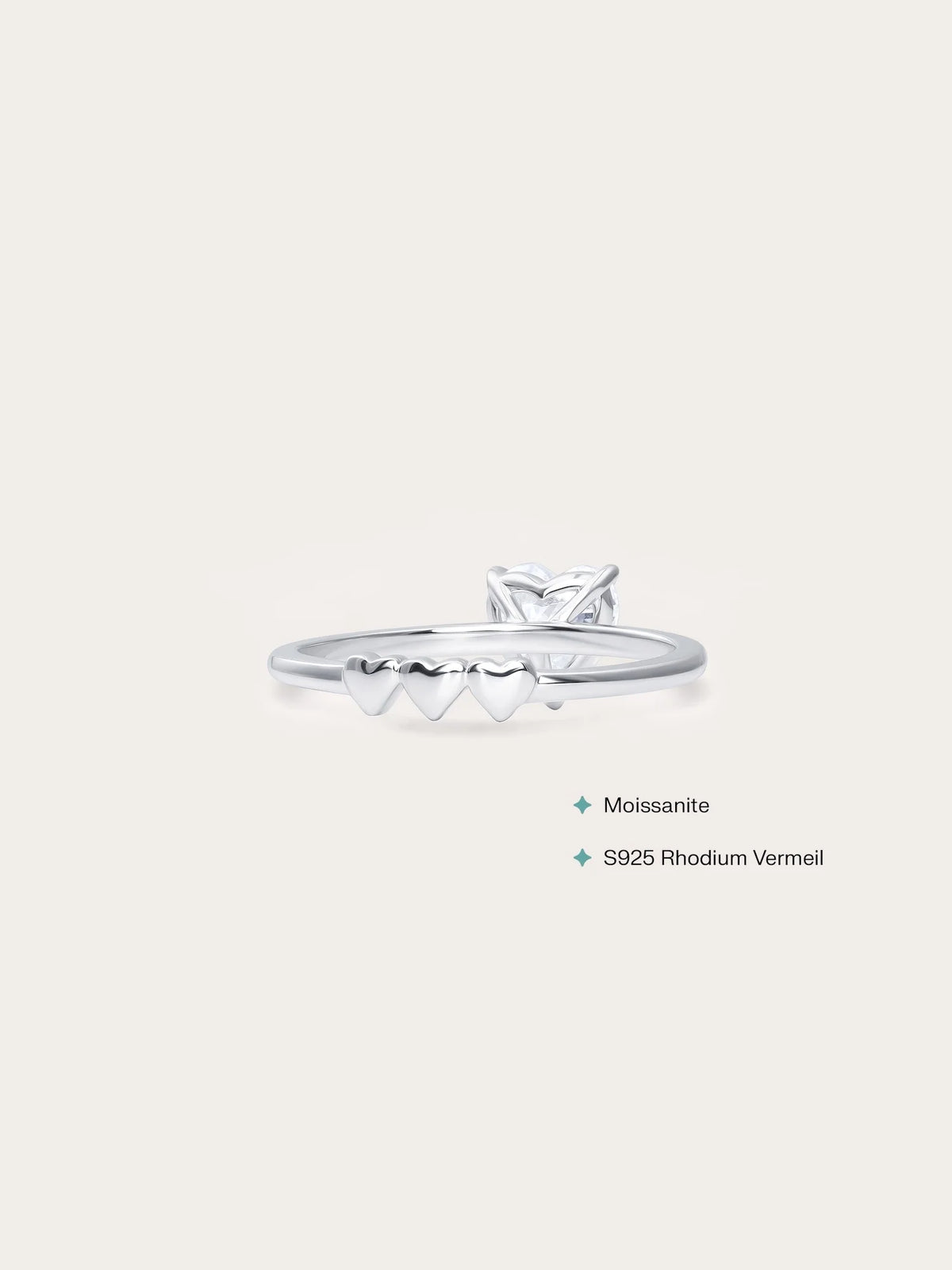 Moissanite Solitaire Heart Ring