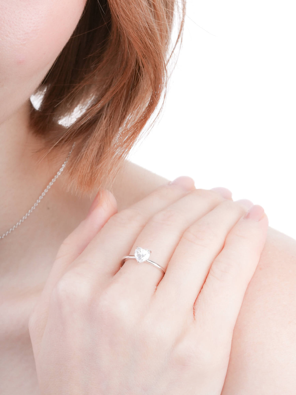 Moissanite Solitaire Heart Ring S925 Silver Rhodium (4) – Mondays Made Flower & Birthstone Jewelry Singapore