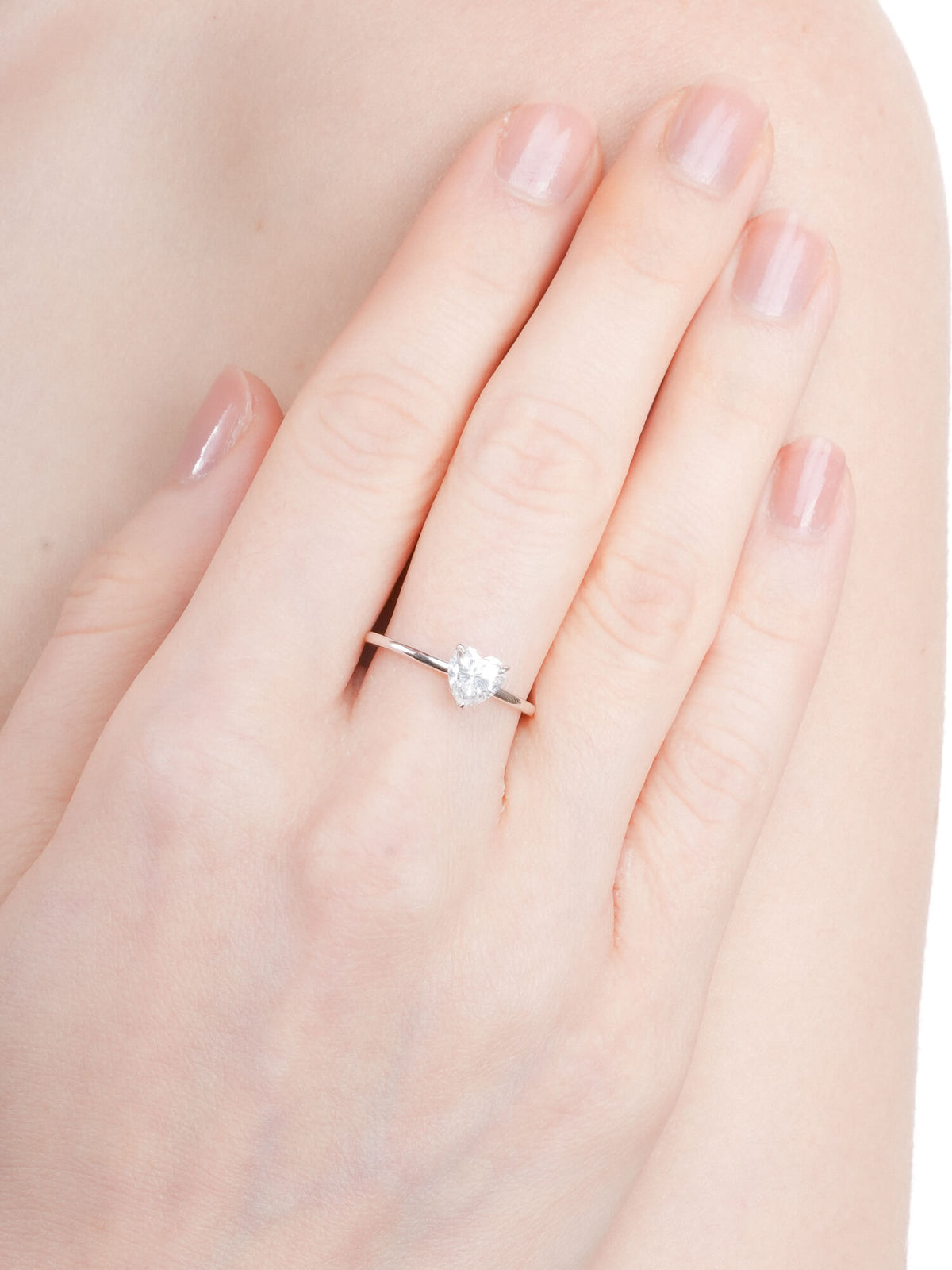 Moissanite Solitaire Heart Ring S925 Silver Rhodium (6) – Mondays Made Flower & Birthstone Jewelry Singapore