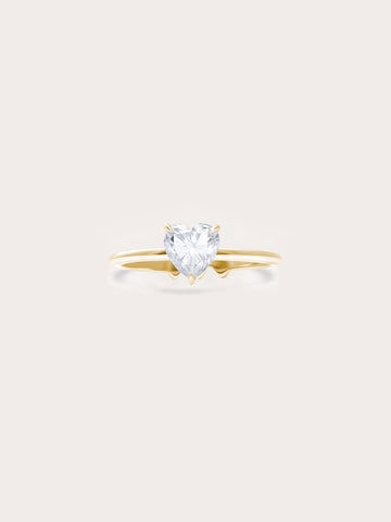 Moissanite Solitaire Heart Ring 18K Gold (1) – Mondays Made Flower & Birthstone Jewelry Singapore