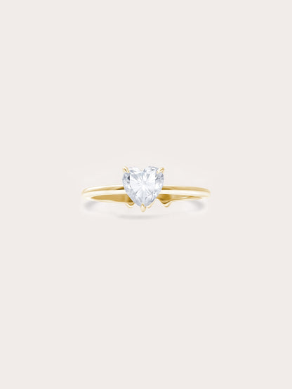 Moissanite Solitaire Heart Ring 18K Gold (1) – Mondays Made Flower & Birthstone Jewelry Singapore