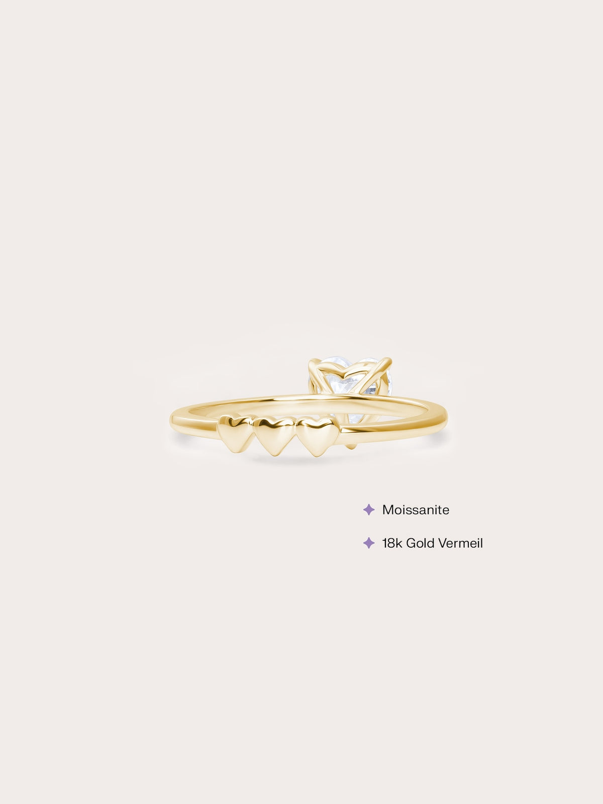 Moissanite Solitaire Heart Ring 18K Gold (2) – Mondays Made Flower & Birthstone Jewelry Singapore