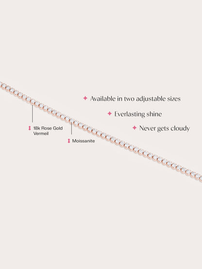 Moissanite Tennis Bracelet 18K Rose Gold (2) – Mondays Made Flower & Birthstone Jewelry Singapore