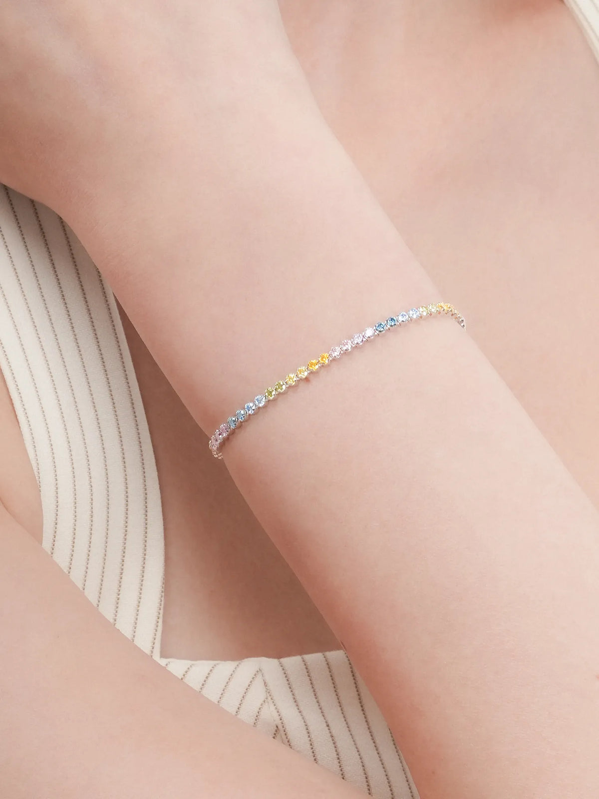 Moissanite Tennis Bracelet - Rainbow