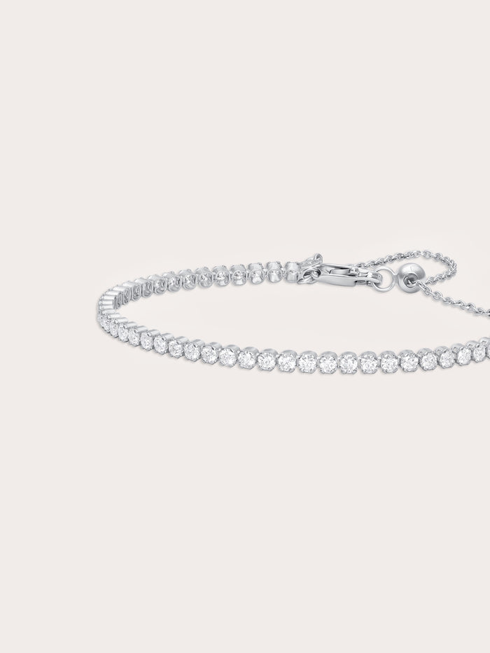Moissanite Tennis Bracelet S925 Silver Rhodium (2) – Mondays Made Flower & Birthstone Jewelry Singapore