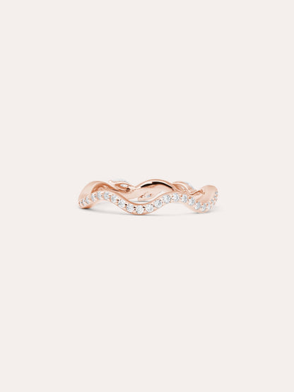 Moissanite Wavy Band 18K Rose Gold (1) – Mondays Made Flower & Birthstone Jewelry Singapore