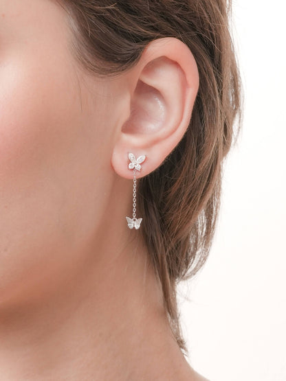 Moissanite Butterfly Stud Earrings S925 Silver Rhodium Butterfly (1) – Mondays Made Flower & Birthstone Jewelry Singapore
