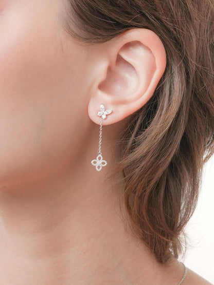 Moissanite Butterfly Stud Earrings S925 Silver Rhodium Clover – Mondays Made Flower & Birthstone Jewelry Singapore