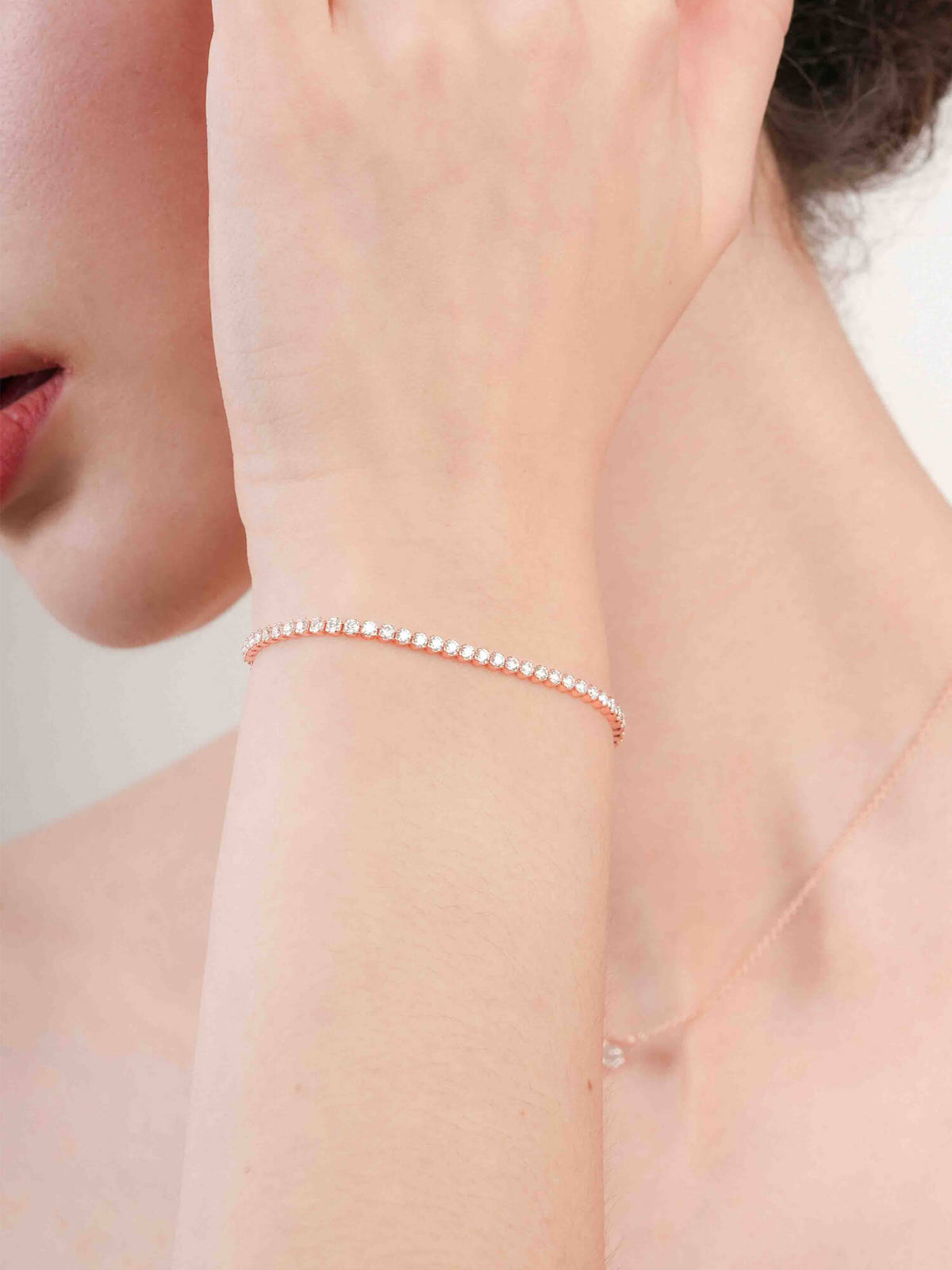 Moissanite Tennis Bracelet 18K Rose Gold (3) – Mondays Made Flower & Birthstone Jewelry Singapore