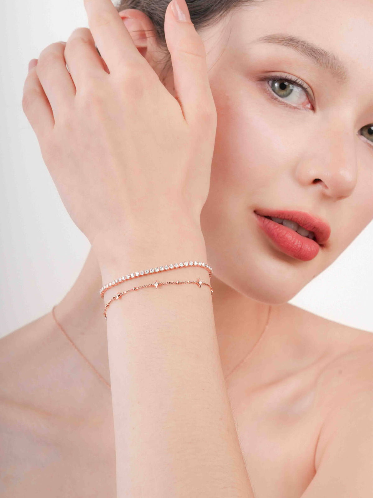 Moissanite Tennis Bracelet 18K Rose Gold (5) – Mondays Made Flower & Birthstone Jewelry Singapore
