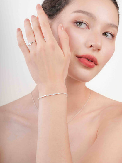 Moissanite Tennis Bracelet S925 Silver Rhodium (5) – Mondays Made Flower & Birthstone Jewelry Singapore