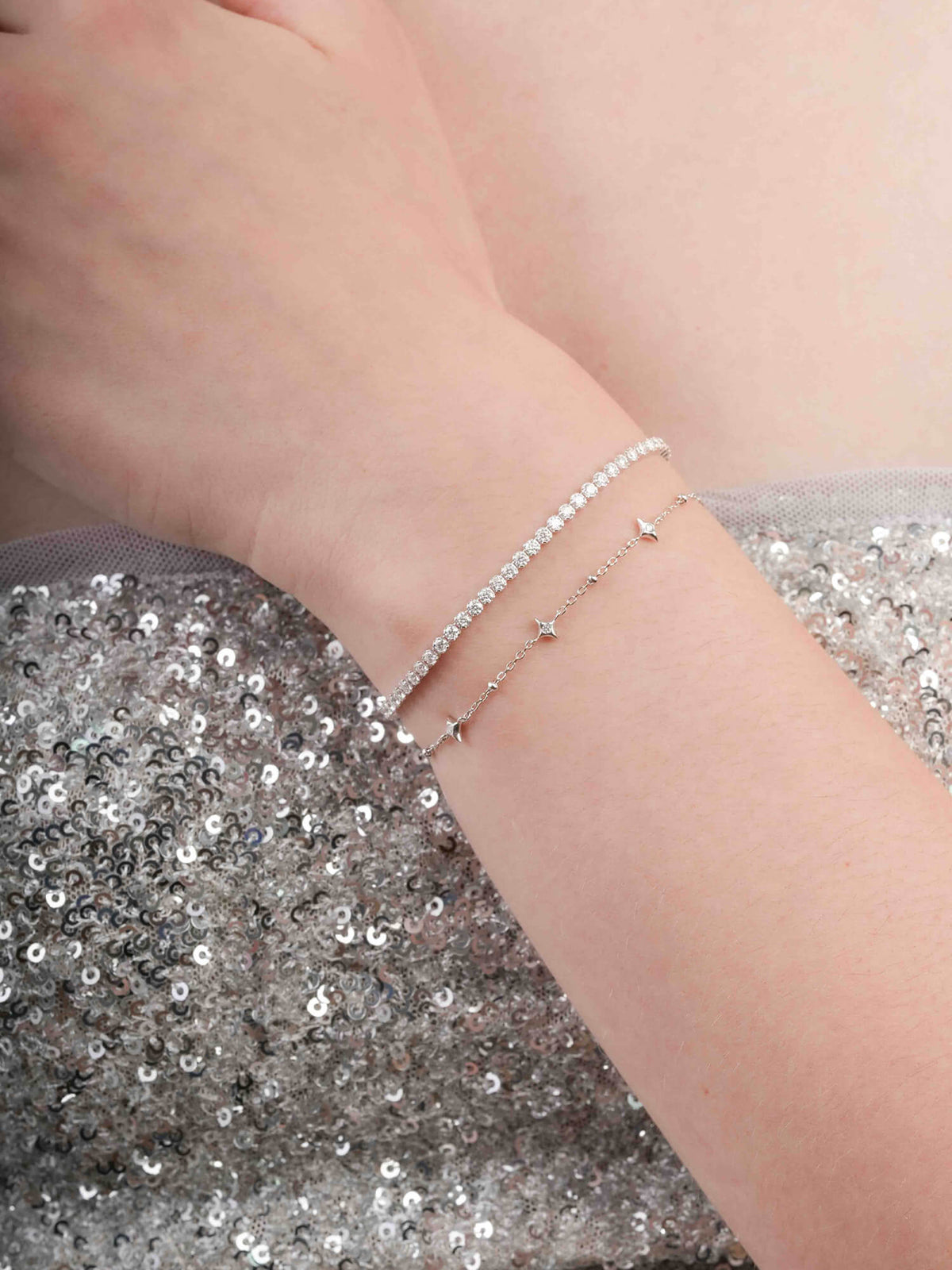Moissanite Tennis Bracelet S925 Silver Rhodium (6) – Mondays Made Flower & Birthstone Jewelry Singapore