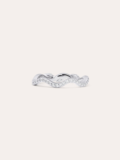 Moissanite Wavy Band S925 Silver Rhodium (1) – Mondays Made Flower & Birthstone Jewelry Singapore