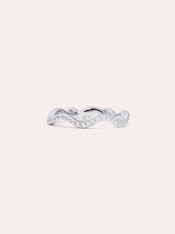 Moissanite Wavy Band S925 Silver Rhodium (1) – Mondays Made Flower & Birthstone Jewelry Singapore
