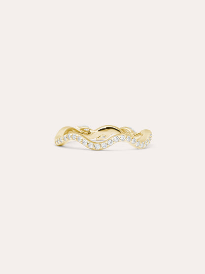 Moissanite Wavy Band 18K Gold (1) – Mondays Made Flower & Birthstone Jewelry Singapore