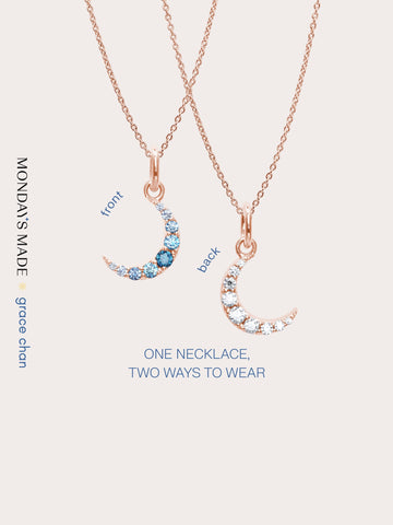 Moon Necklace Necklaces 18K Rose Gold – Mondays Made Flower & Birthstone Jewelry Singapore