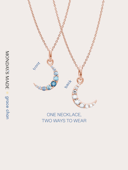 Moon Necklace Necklaces 18K Rose Gold – Mondays Made Flower & Birthstone Jewelry Singapore