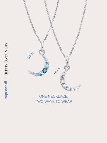 Moon Necklace Necklaces S925 Silver Rhodium – Mondays Made Flower & Birthstone Jewelry Singapore