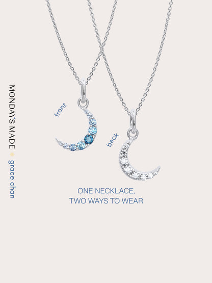 Moon Necklace Necklaces S925 Silver Rhodium – Mondays Made Flower & Birthstone Jewelry Singapore