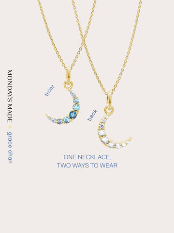 Moon Necklace Necklaces 18K Gold – Mondays Made Flower & Birthstone Jewelry Singapore
