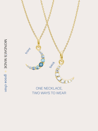 Moon Necklace Necklaces 18K Gold – Mondays Made Flower & Birthstone Jewelry Singapore