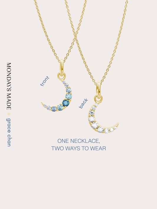 Moon Necklace Necklaces 18K Gold – Mondays Made Flower & Birthstone Jewelry Singapore