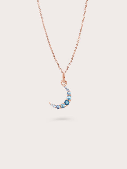 Moon Necklace Reversible Blue 18K Rose Gold – Mondays Made Flower & Birthstone Jewelry Singapore