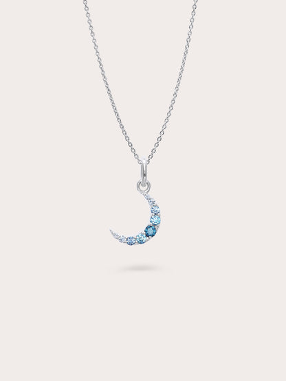 Moon Necklace Reversible Blue S925 Silver Rhodium – Mondays Made Flower & Birthstone Jewelry Singapore