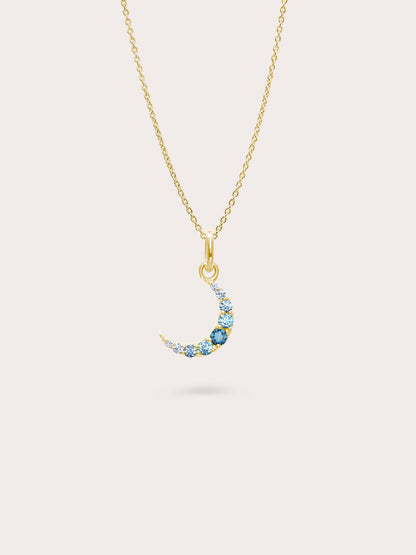 Moon Necklace Reversible Blue 18K Gold – Mondays Made Flower & Birthstone Jewelry Singapore