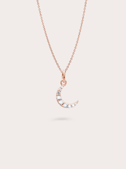 Moon Necklace Reversible White 18K Rose Gold – Mondays Made Flower & Birthstone Jewelry Singapore