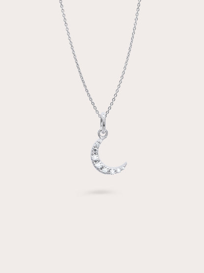 Moon Necklace Reversible White S925 Silver Rhodium – Mondays Made Flower & Birthstone Jewelry Singapore