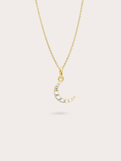 Moon Necklace Reversible White 18K Gold – Mondays Made Flower & Birthstone Jewelry Singapore