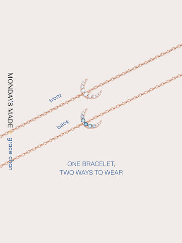 Moon Bracelet 18K Rose Gold Bracelets – Mondays Made Flower & Birthstone Jewelry Singapore