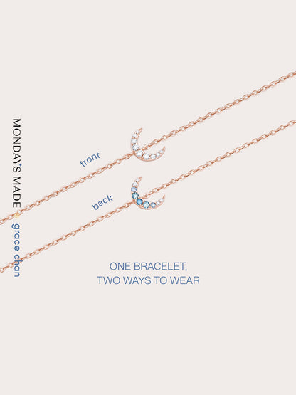 Moon Bracelet 18K Rose Gold Bracelets – Mondays Made Flower & Birthstone Jewelry Singapore