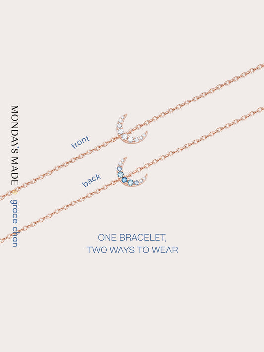 Moon Bracelet 18K Rose Gold Bracelets – Mondays Made Flower & Birthstone Jewelry Singapore