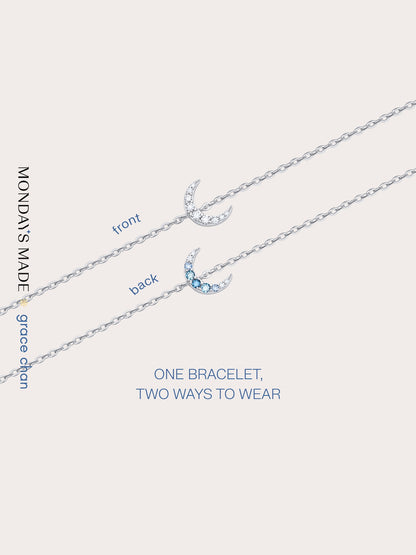 Moon Bracelet S925 Silver Rhodium Bracelets – Mondays Made Flower & Birthstone Jewelry Singapore