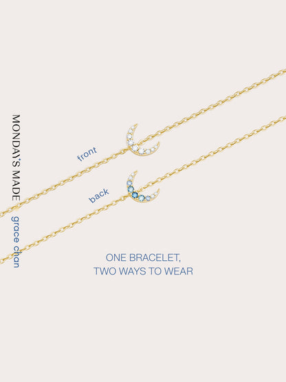 Moon Bracelet 18K Gold Bracelets – Mondays Made Flower & Birthstone Jewelry Singapore