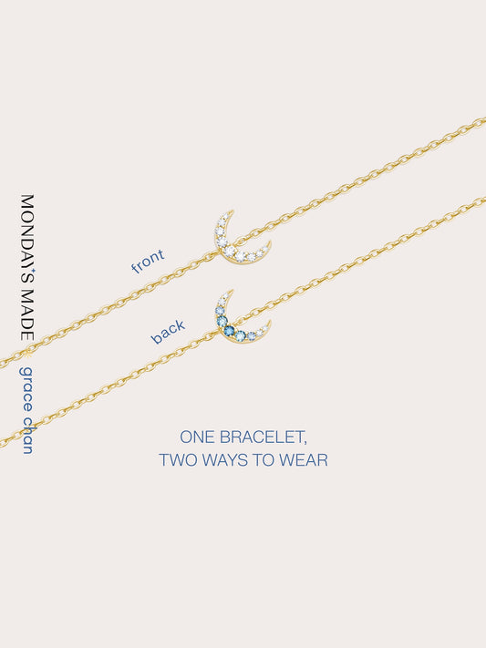 Moon Bracelet 18K Gold Bracelets – Mondays Made Flower & Birthstone Jewelry Singapore