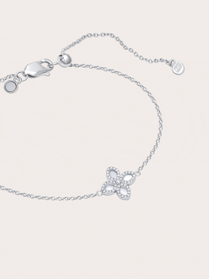 Mother Of Pearl Clover Bracelet Reversible S925 Silver Rhodium – Mondays Made Flower & Birthstone Jewelry Singapore