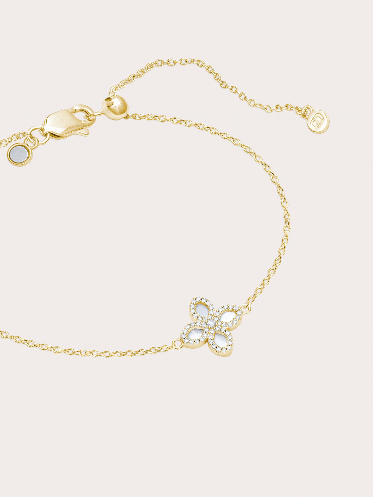 Mother Of Pearl Clover Bracelet Reversible 18K Gold – Mondays Made Flower & Birthstone Jewelry Singapore