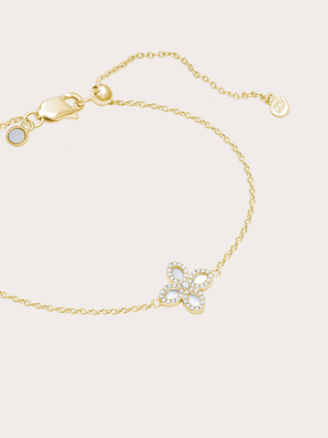 Mother Of Pearl Clover Bracelet Reversible 18K Gold – Mondays Made Flower & Birthstone Jewelry Singapore