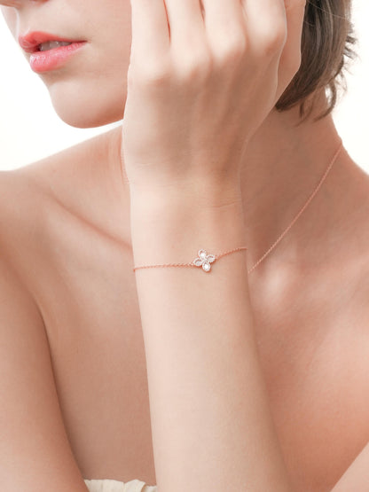 Motherof Pearl Clover Bracelet Reversible 18K Rose Gold (7) – Mondays Made Flower & Birthstone Jewelry Singapore